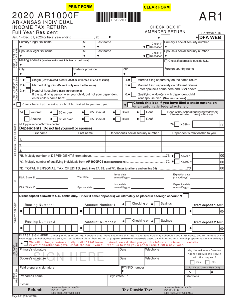 Arkansas Printable Free Income Tax Forms Printable Forms Free Online
