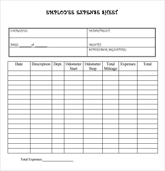 Business Monthly Expense Sheet Free Printable Signskool