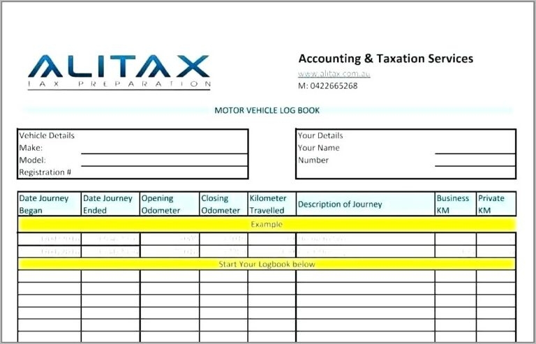 Car Expense Log Book Template Intended For Car Expense Log Book 