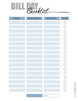 Expense Tracker Checklist Yearly Printable Dolfster