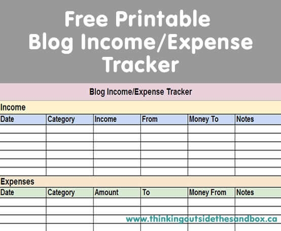Free Printable Blog Income Expense Tracker Thinking Outside The Sandbox