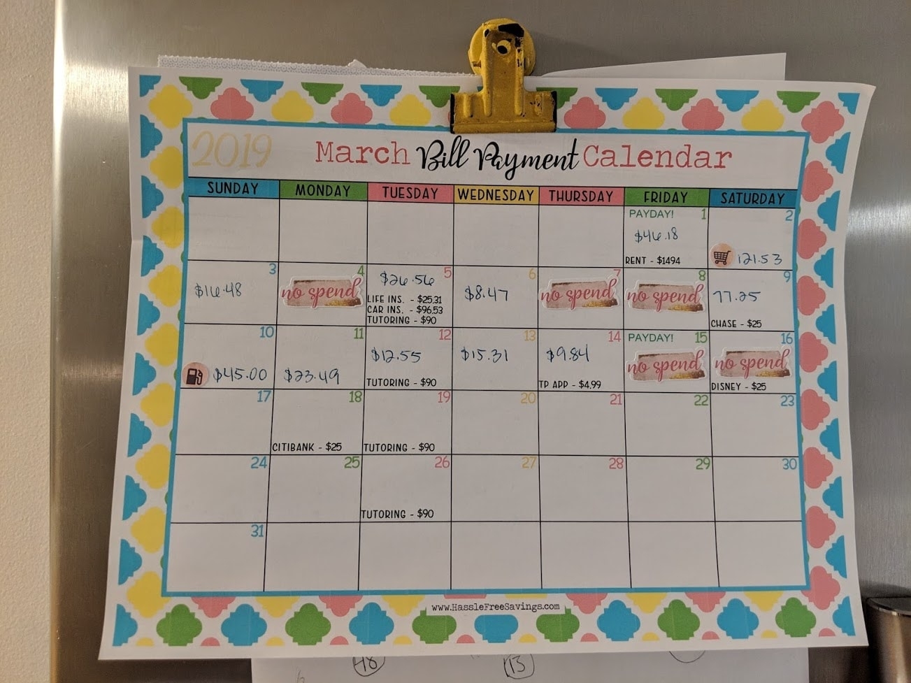 Free Printable Expense Calendar For Home Budget Hassle Free Savings