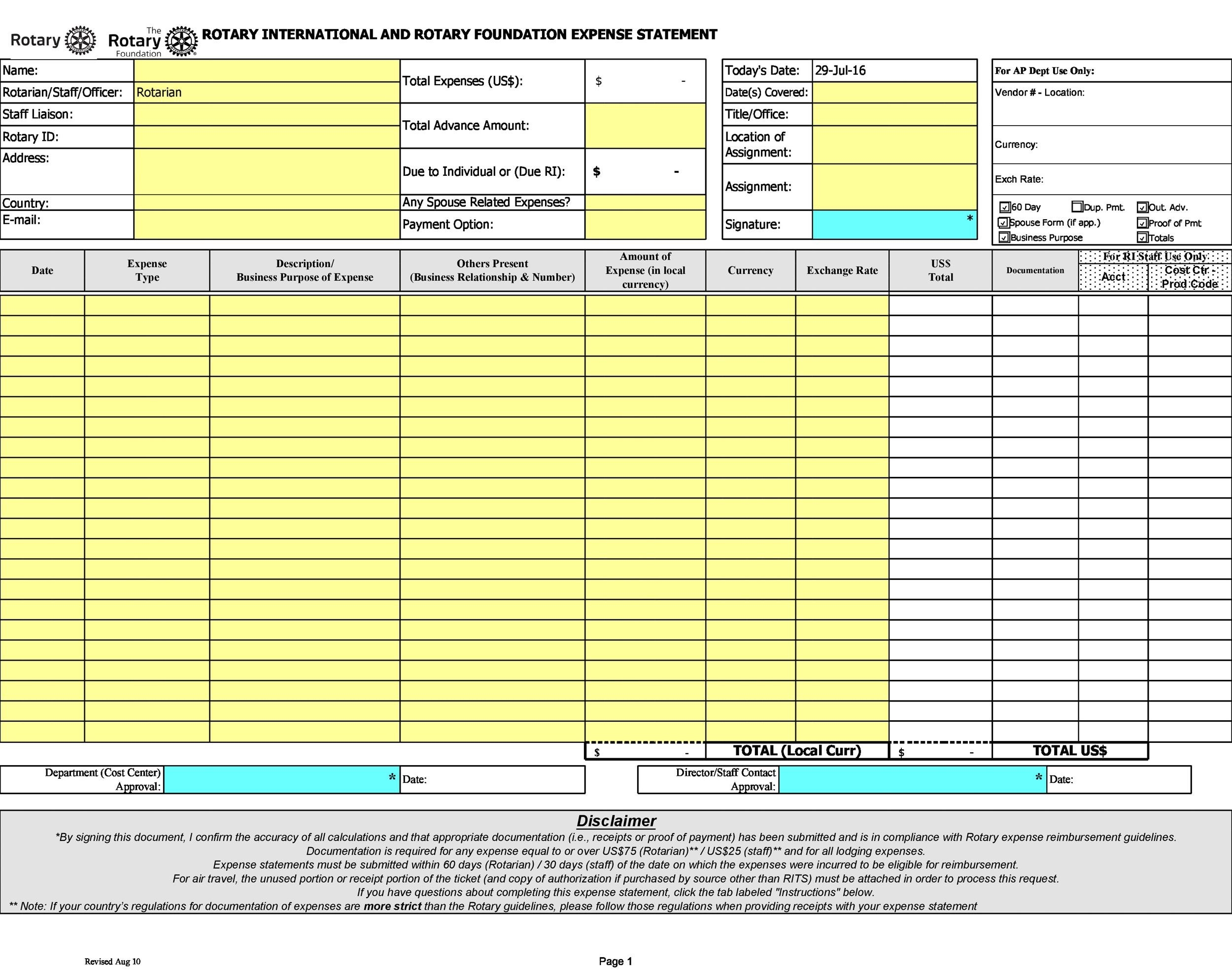 Free Printable Expense Report Forms Printable Forms Free Online