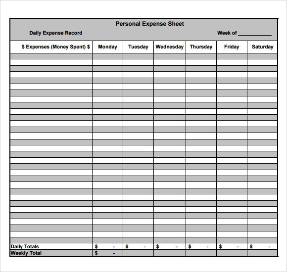 Free Printable Expense Sheet Pdf Budgeting Worksheets