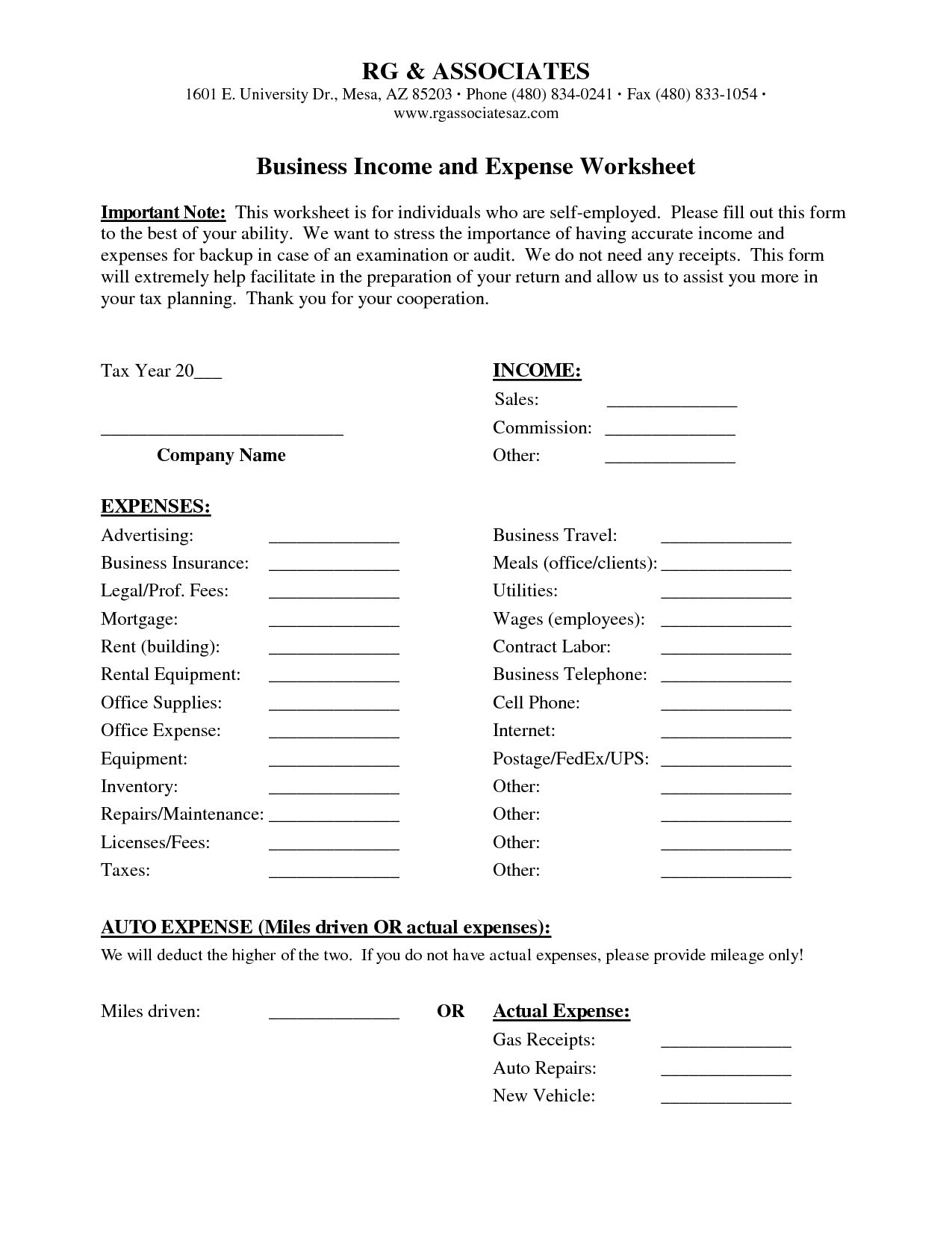 Free Printable Income And Expense Worksheet