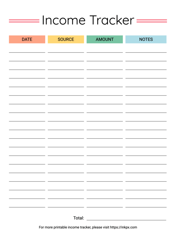 Free Printable Income Tracker In PDF PNG And JPG Formats InkPx