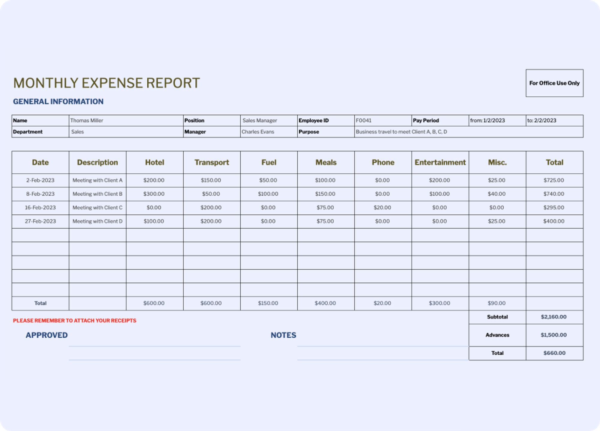 Free Printable Travel Expense Report Download Free Printable Travel 