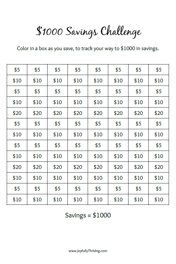Free Savings Challenge Printable Pdf