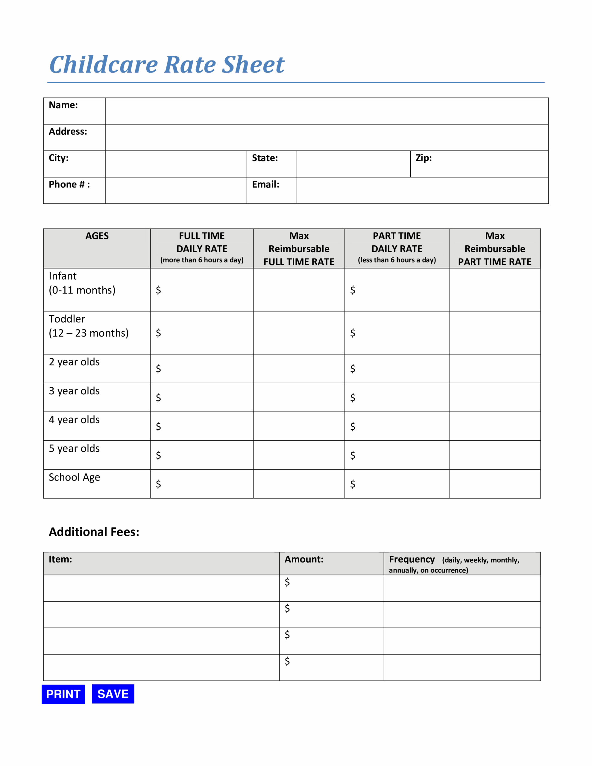 How To Create A Childcare Rate Sheet Download This Childcare Rate 