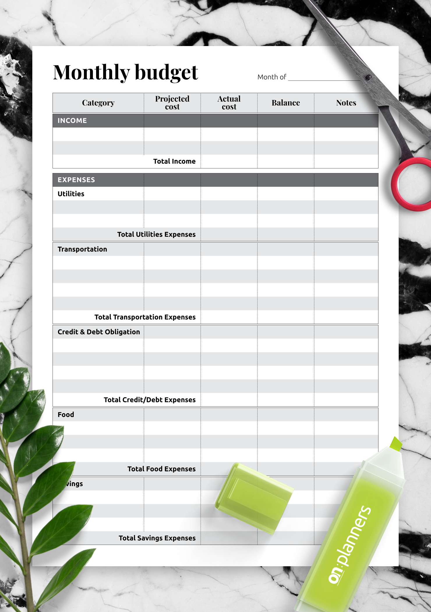 Monthly Expenses Calendar Template Tana Zorine