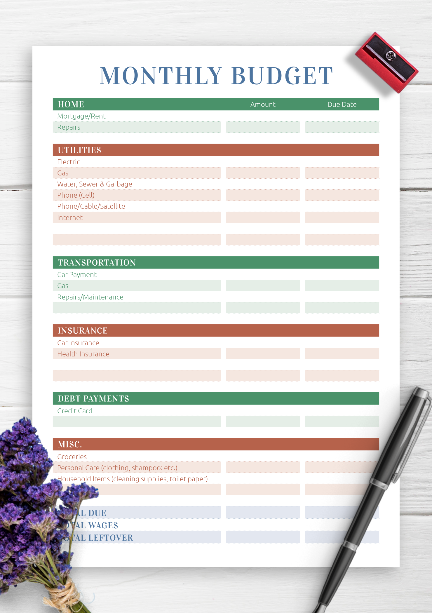 Monthly Household Budget Template Printable Printable Templates