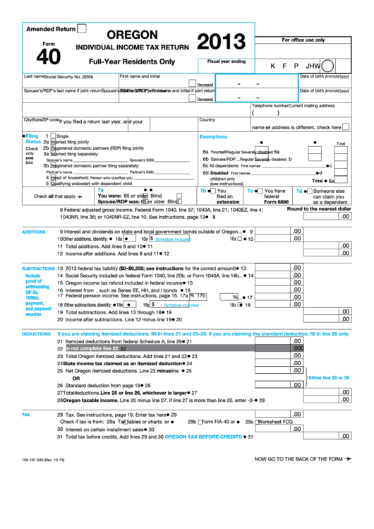Oregon Printable Tax Forms Printable Forms Free Online