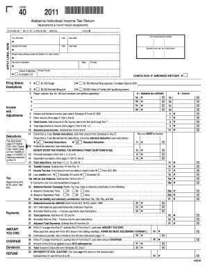 Printable Alabama Tax Form 40 Fillable Form 2025
