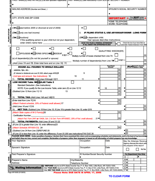 Printable Arkansas Income Tax Forms Printable Forms Free Online