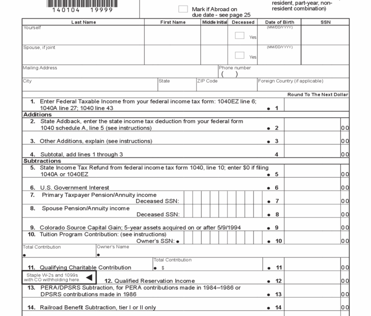 Printable Colorado Income Tax Form 104 Printable Form 2024