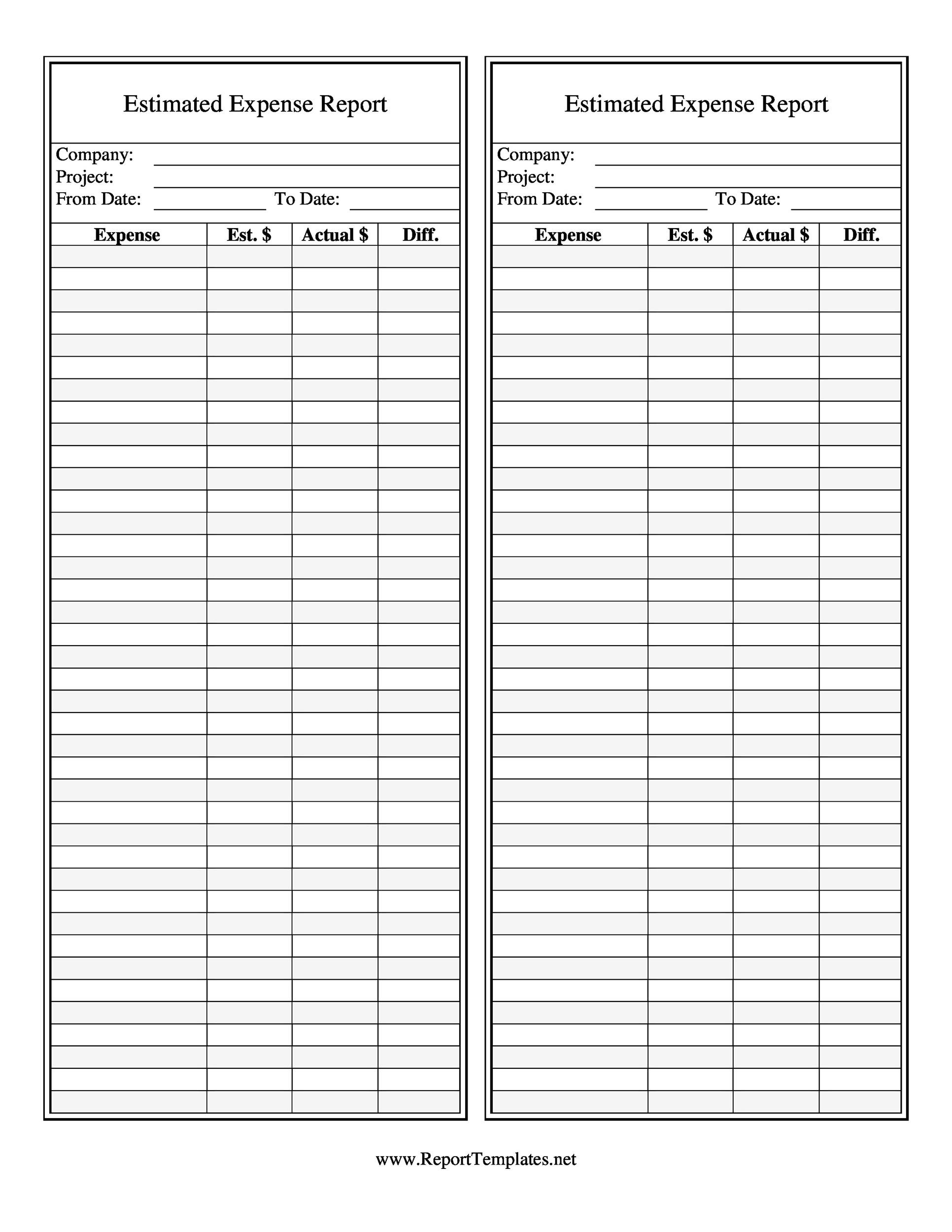 Printable Expense Sheet