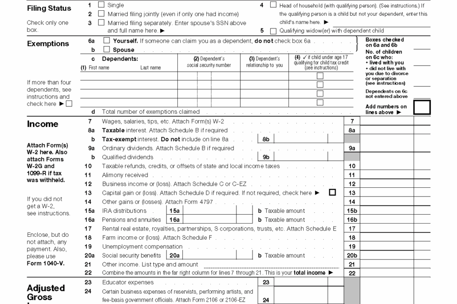 Printable Federal Tax Form 1040 Printable Forms Free Online