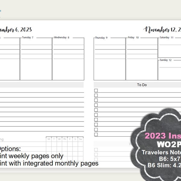 Printable Tn Inserts Etsy