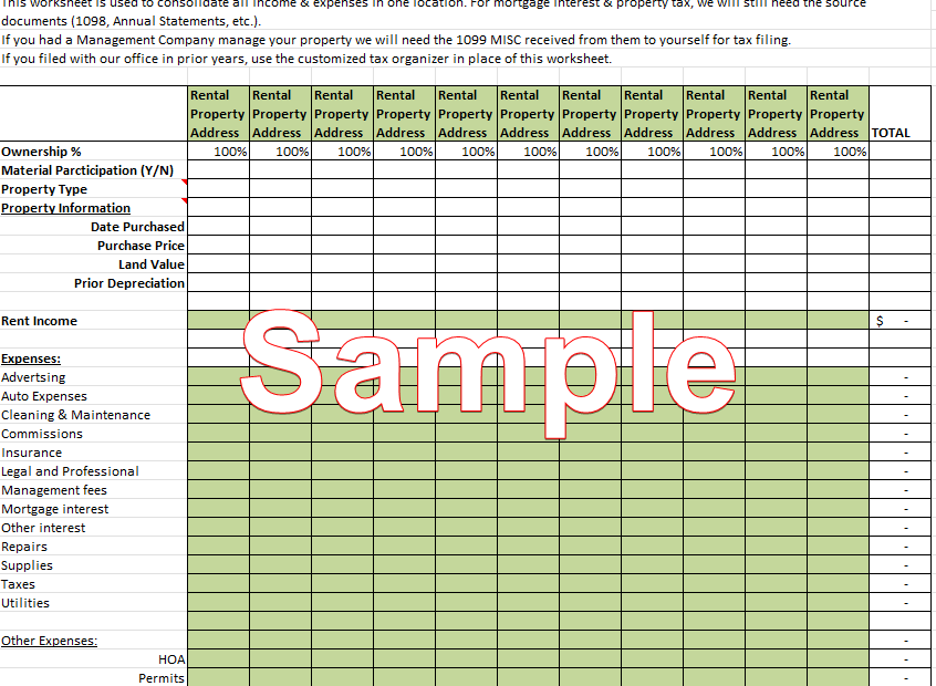 Rental Income And Expense Worksheet Fact Professional