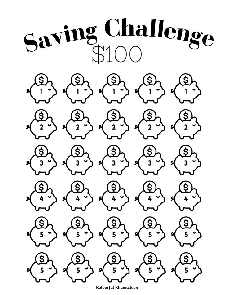 Savings Challenge Low Income 100 Dollar PRINTABLE Etsy Saving Money 