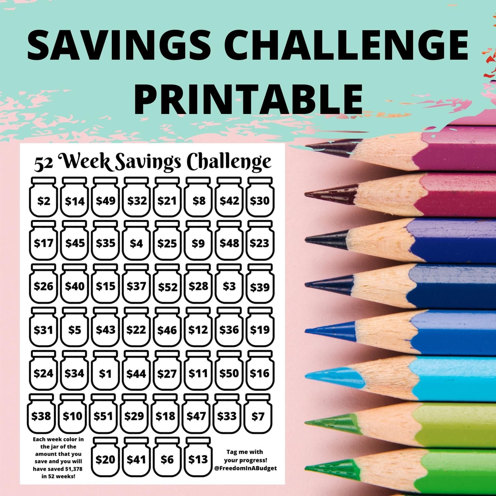 Savings Challenge Printable Free Pdf
