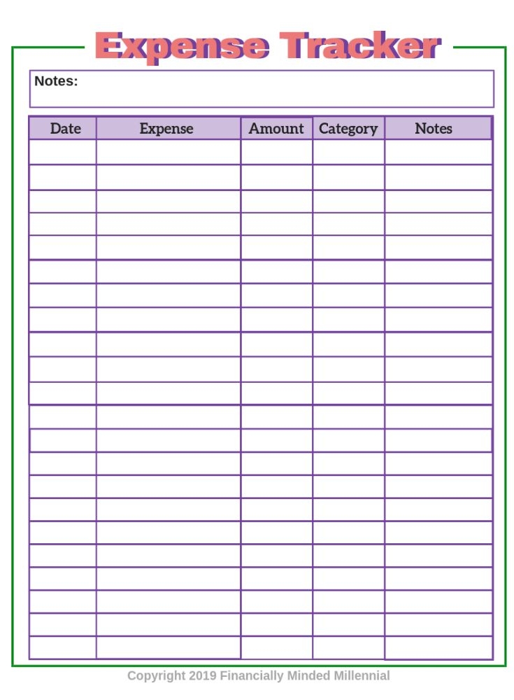 Simple Expense Tracker Printable
