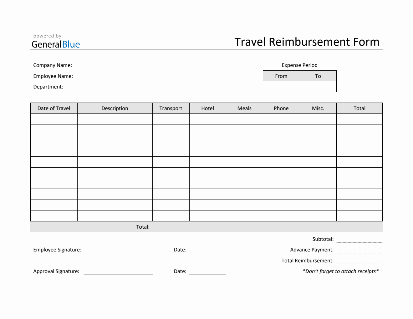 Travel Reimbursement Form In Word Simple Worksheets Library