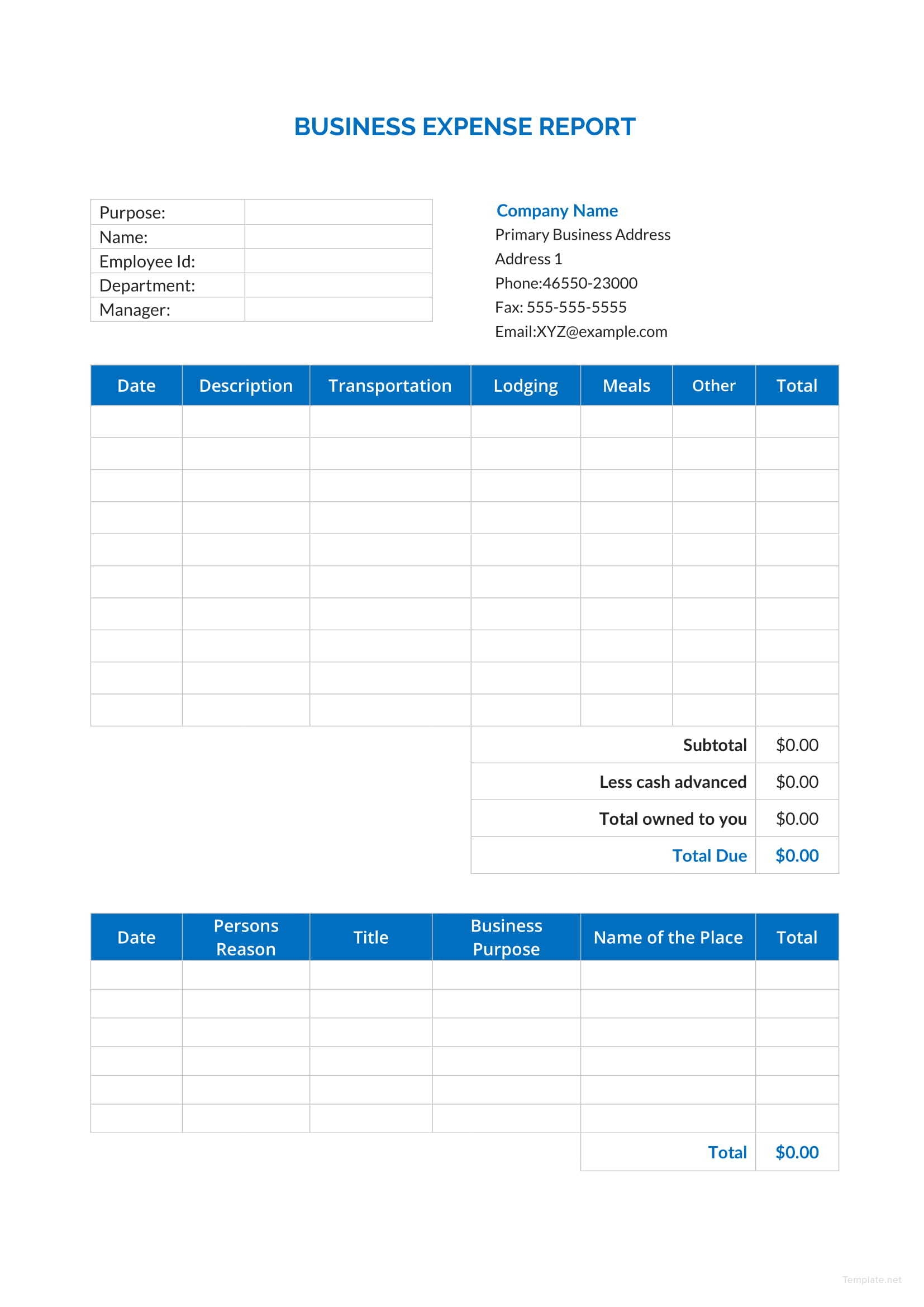 Word Printable Expense Report Template Printable Forms Free Online